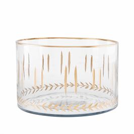 Etched Clear Glass Bowl in Gold