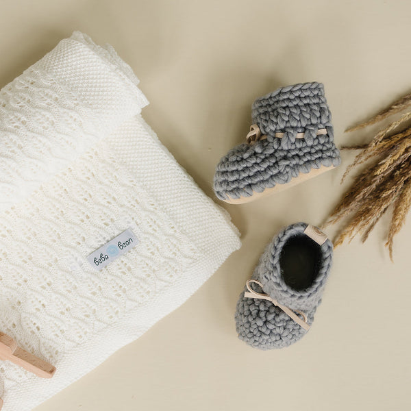 Open Knit Blanket in Ivory