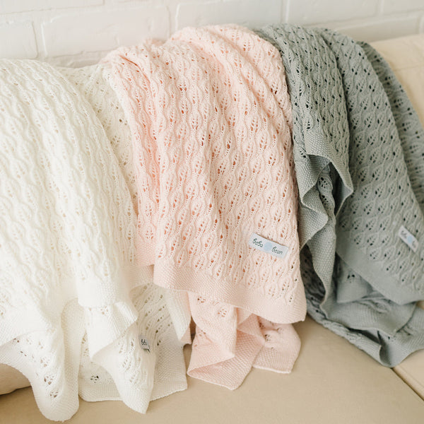 Open Knit Blanket in Pink