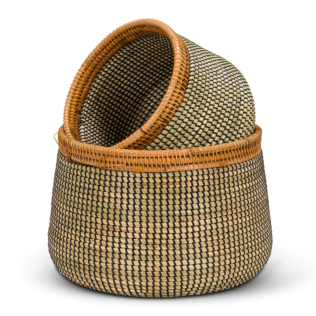 Natural & Black Seagrass Basket/Planter