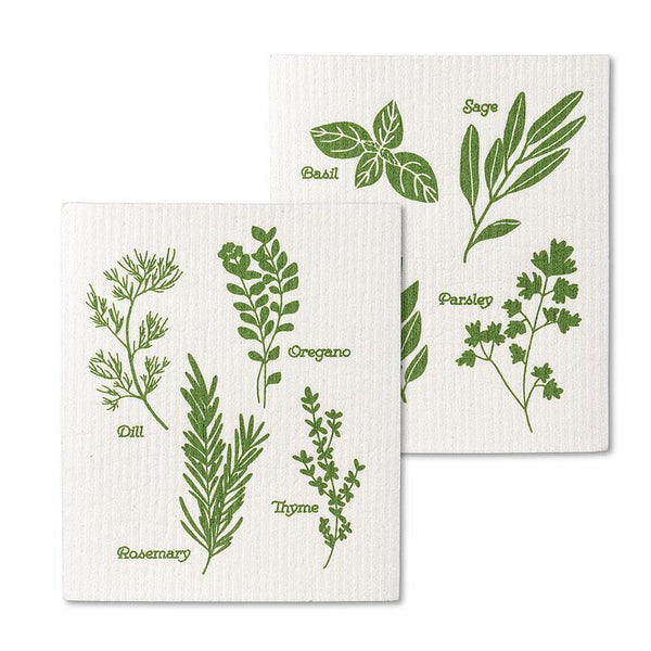 Assorted Herbs Swedish Dishcloths Set of 2