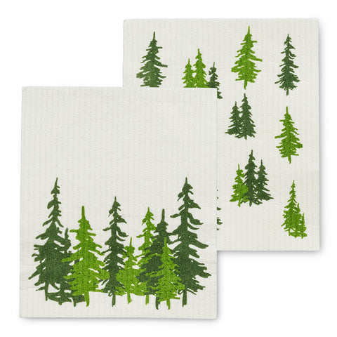 Evergreen Forest Swedish Dishcloths Set of 2
