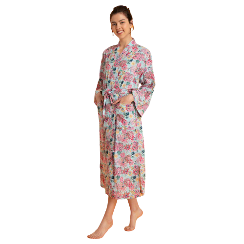 Zoe Pink & Blue Floral Robe