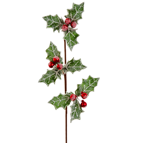 Holly Glittered Stem