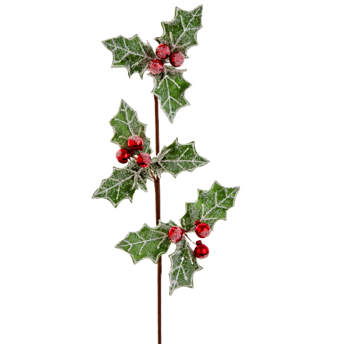 Holly Glittered  Stem