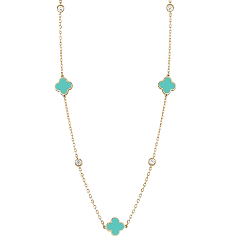 Clover Enamel Gold Plated Sterling Silver Necklace - 4 Colours