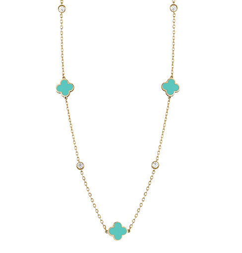 Clover Enamel Gold Plated Sterling Silver Necklace - 3 Colours