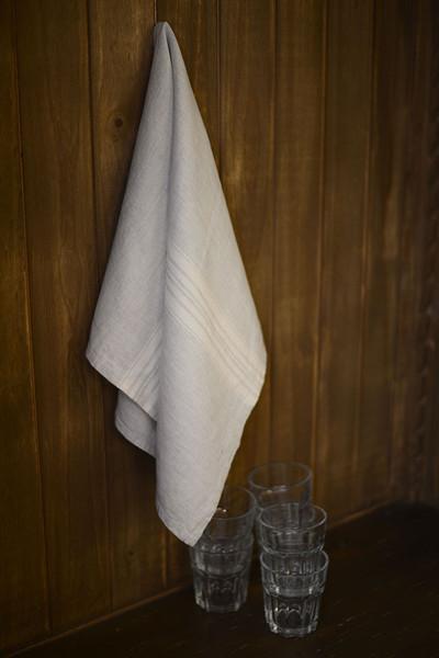 Maison Grey/White Stripe Linen Tea/Hand Towel
