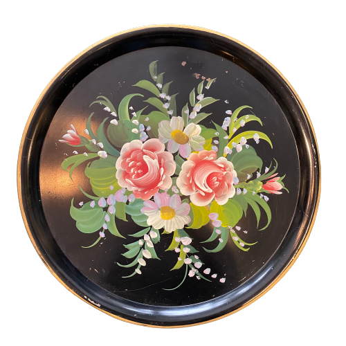 Vintage Painted Tray with Florals