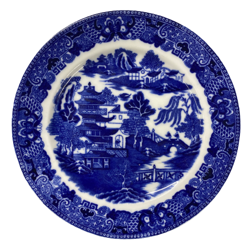 Vintage Blue & White Garden Plate
