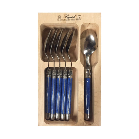 Laguiole French Soup Spoons - Marble Blue