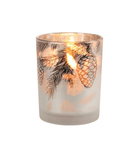 Frosted White Pinecone Votive Holder