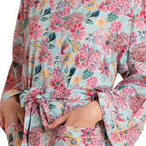 Zoe Pink & Blue Floral Robe