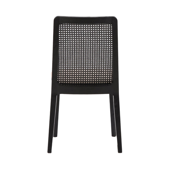 Cane Dining Chair - Black/Linen