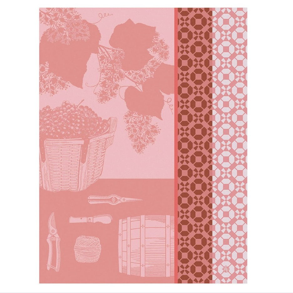 Le Jacquard Francais Tea Towel - Vin En Grappe Pink