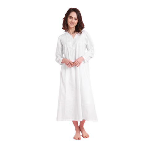 Maryanne Long Sleeved Cotton Nightgown