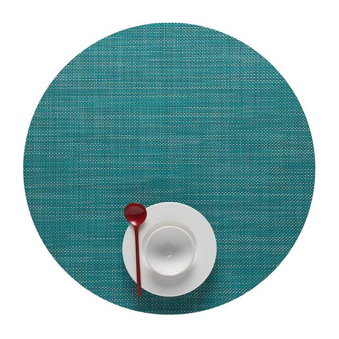 Chilewich Round Mini Basketweave Placemat - Turquoise