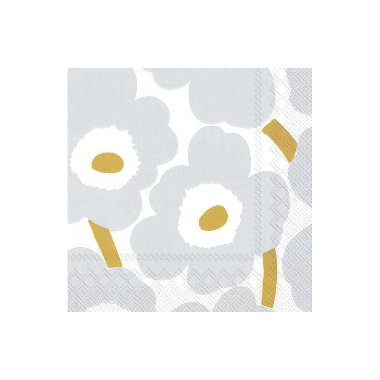 Cocktail Napkins - Marimekko Unikko White Silver