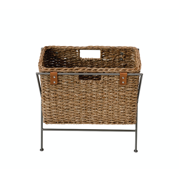 Hand-Woven Seagrass & Rattan Magazine Stand