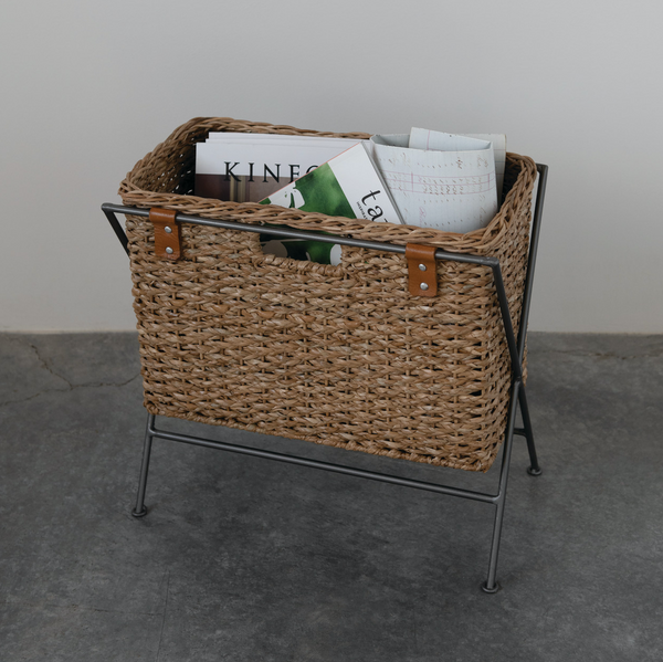 Hand-Woven Seagrass & Rattan Magazine Stand