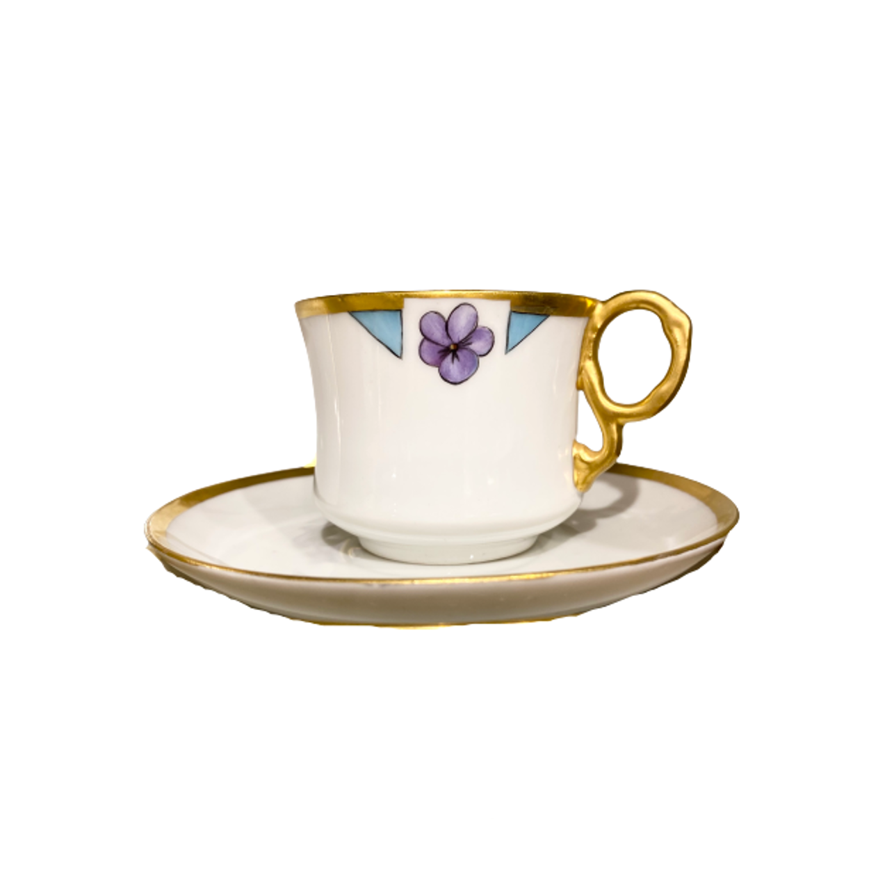 Vintage Limoges Purple Flower Cup & Saucer
