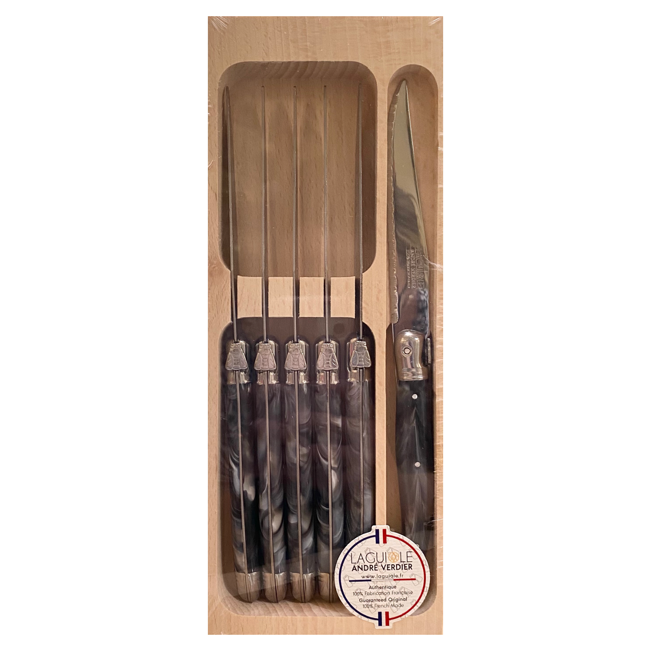 Laguiole French Steak Knives - Marble Grey