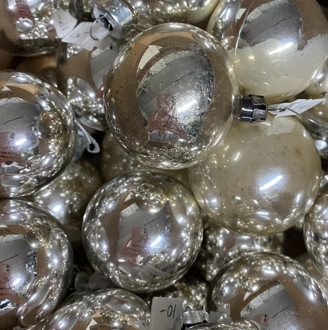 Vintage Round Silver Ornaments