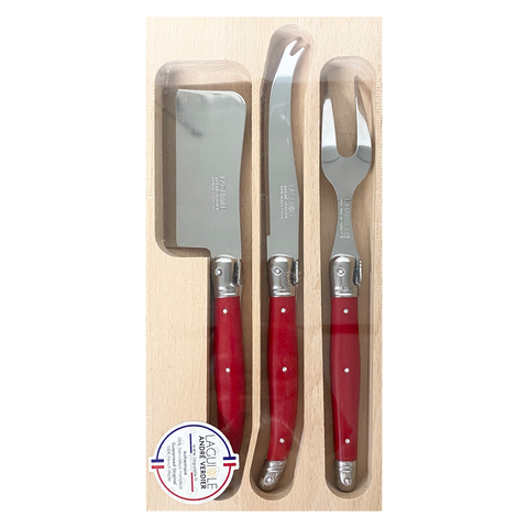 Laguiole Cheese Set with Fork - Red
