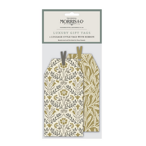 William Morris Gift Tags in Willow Bough Gold and Bell Flower