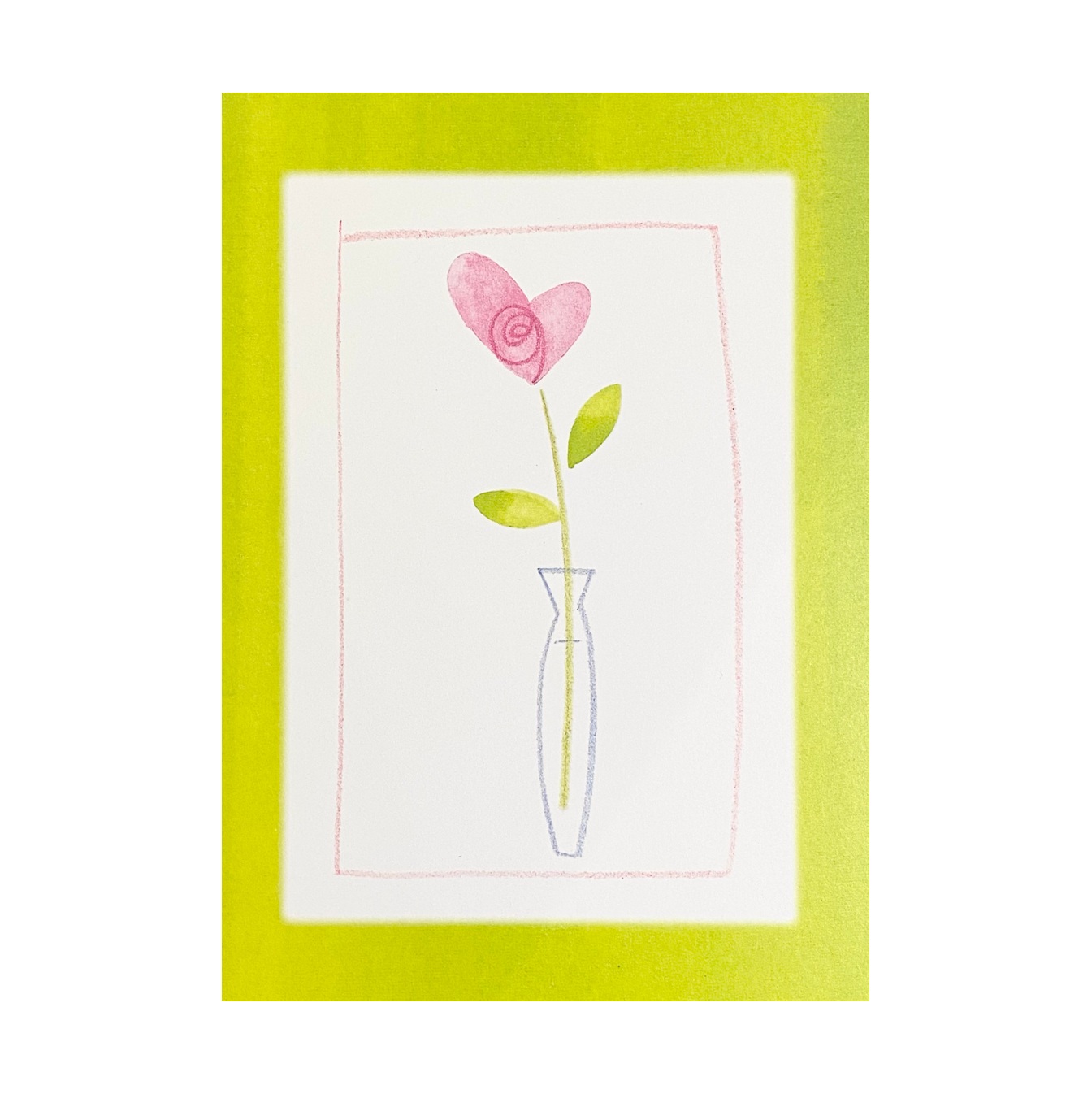 Single Heart Flower Valentine's Day Card