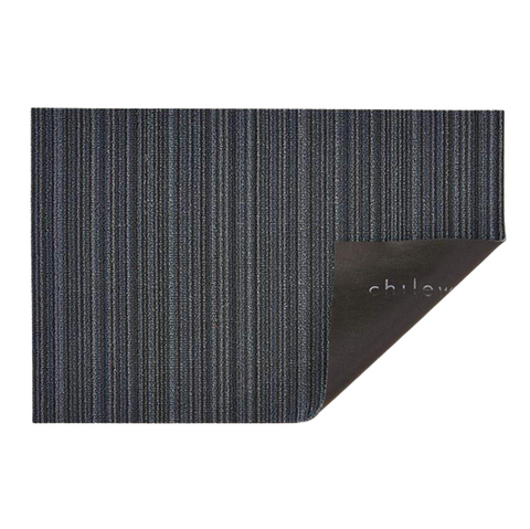 Chilewich Indoor/Outdoor Skinny Stripe Shag Floor Mat - Blue.