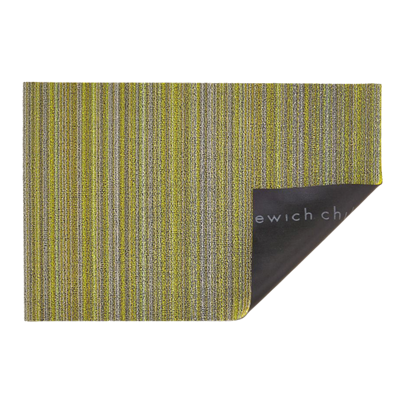 Chilewich Indoor/Outdoor Skinny Stripe Shag Floor Mat - Citron