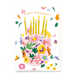 Happy Birthday Floral Cake Card
