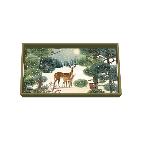Holiday Meadow Deer Wooden Tray