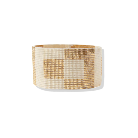 Gold & Ivory Stretch Beaded Bracelet