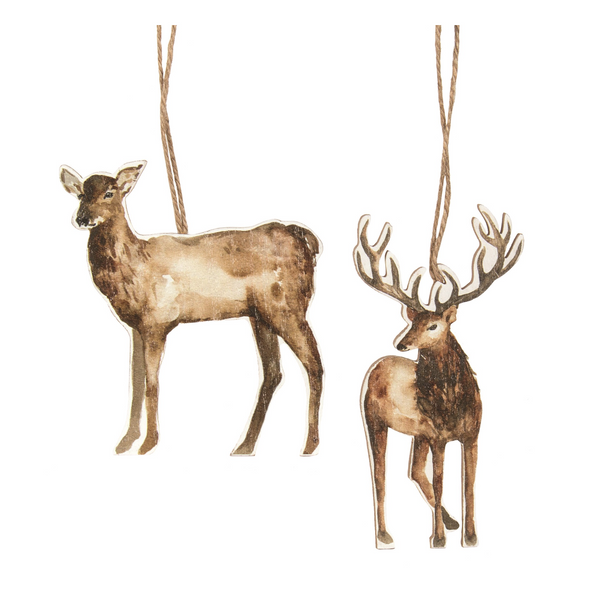 Reindeer Doe and Stag Ornaments