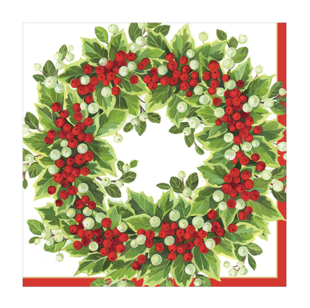 Dinner Napkins - Holly and Berry Wreath