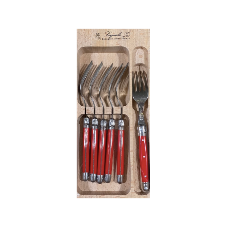 Laguiole French Salad/Dessert Forks - Red