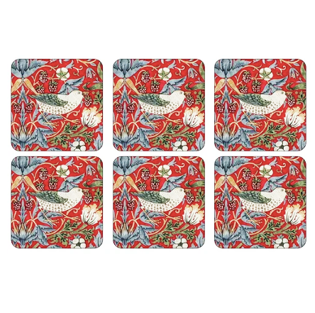 Pimpernel William Morris Strawberry Thief Red Coasters Set of 6