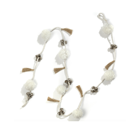 White Pom Pom & Bell Garland