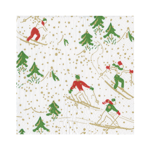 Dinner Napkins - Winter Sports White