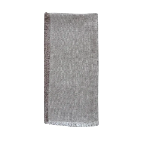 Linen Napkin - Metro White with Grey
