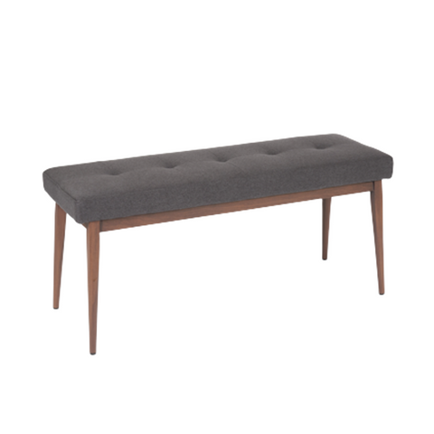 Dark Grey / Dark Walnut Finish Base Mid Century Modern Upholstered Bench