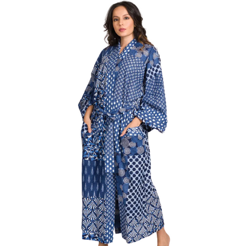 Long Kimono Robe - Indigo