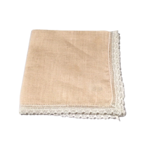 Vintage Lace Edged Peach Hankie