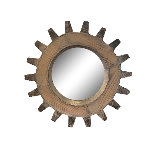 Wooden Wheel Mirror