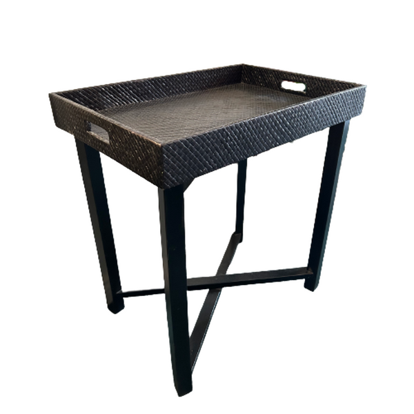Woven Black Tray With Stand