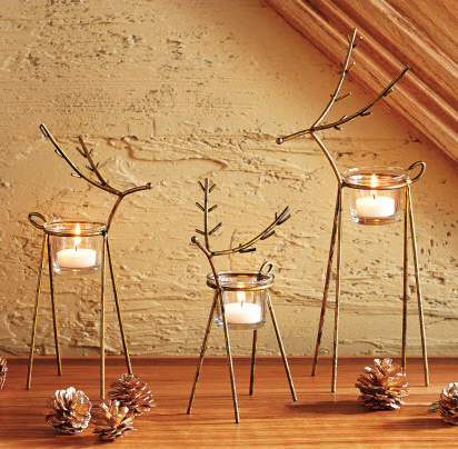 Reindeer Antique Gold Tealight Holder - 3 sizes