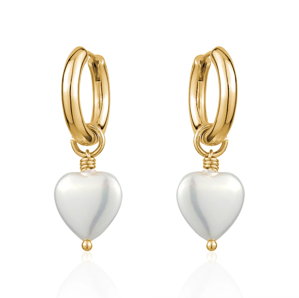 Freshwater Pearl Heart Hoop Earrings - 2 Colours