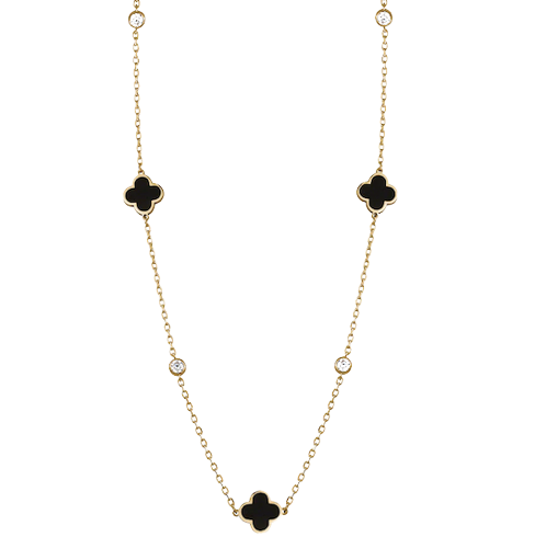 Clover Enamel Gold Plated Sterling Silver Necklace - 3 Colours